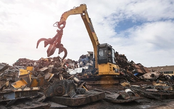 Scrap material handling and metal recycling yard